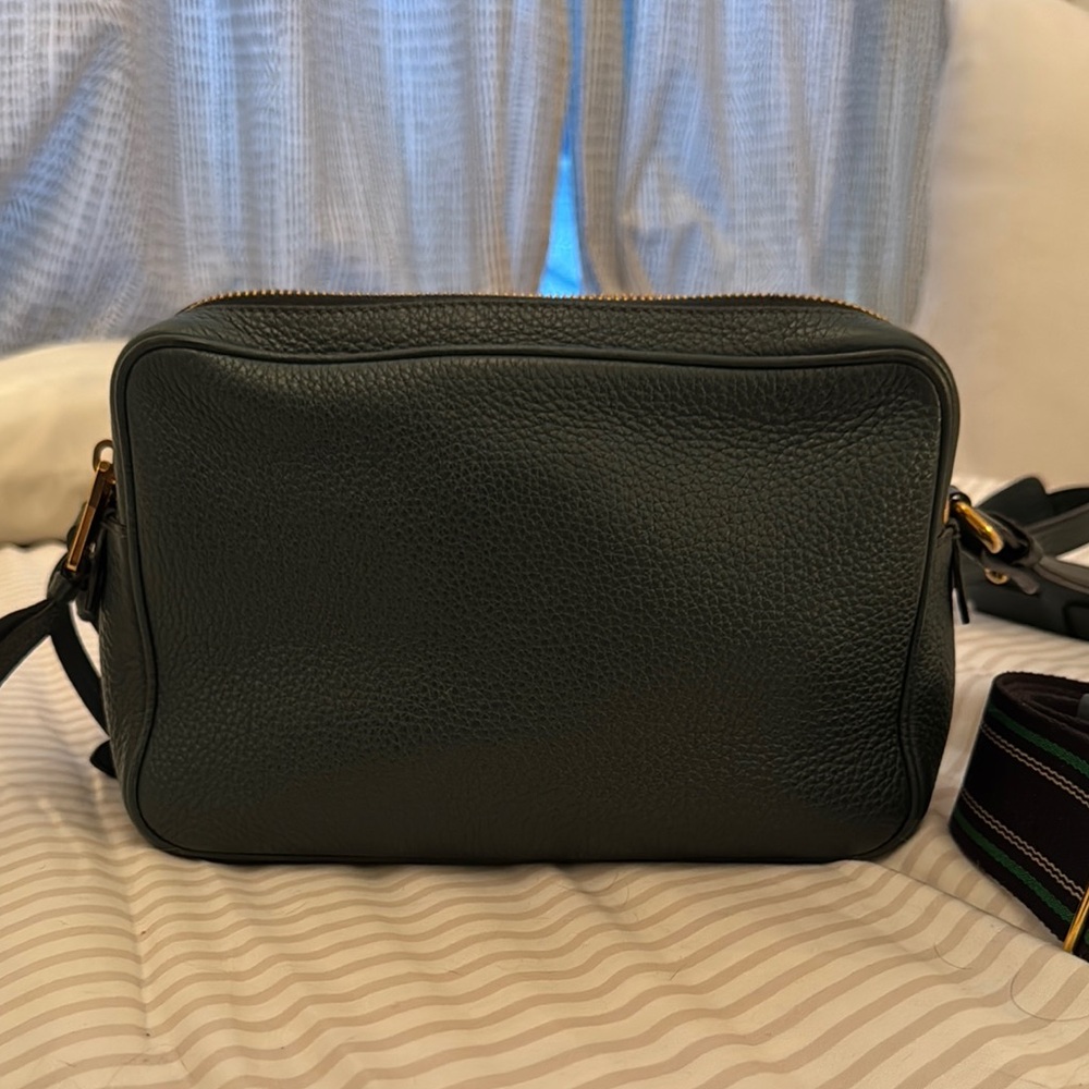 Prada Vitello Daino Leather Double Zip Camera Bag Crossbody Emerald Green - Picture 3 of 8